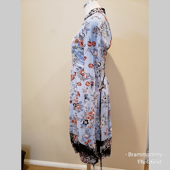 Anthropologie Maeve Leyster Floral Tie Shirt Dress - Picture 4 of 8